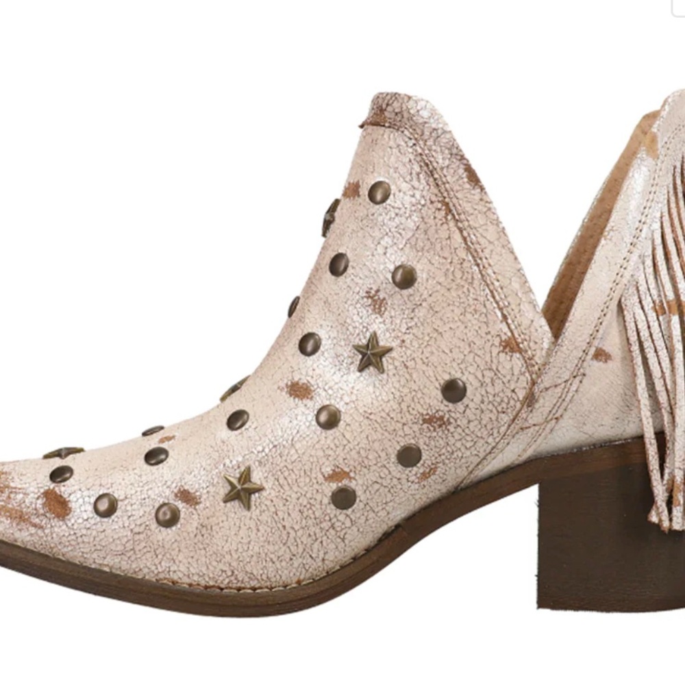 Circle G Silver Studded Fringe Ankle Boots - Picture 6 of 10